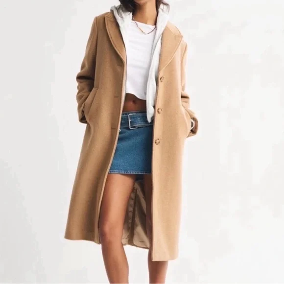 Abercrombie Women's Camel Wool-Blend Dad Coat - Picture 4 of 4